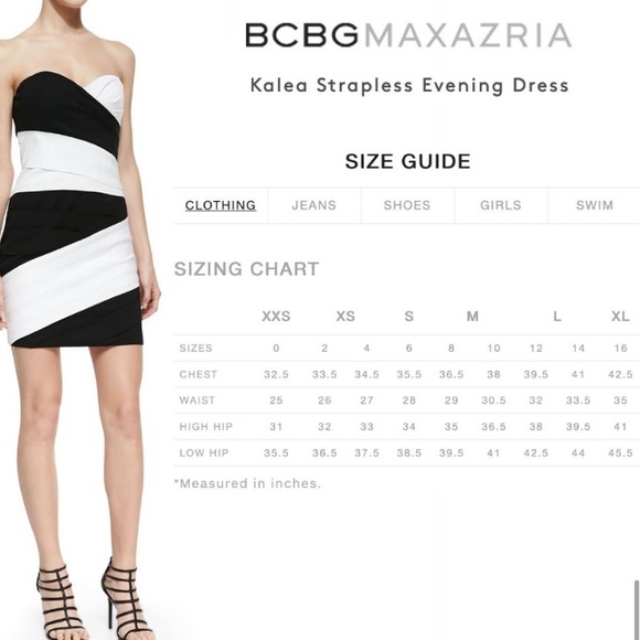 BCBG women’s formal black dress white stripes worn once strapless short size 6 - Picture 2 of 12
